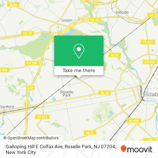 Mapa de Galloping Hill E Colfax Ave, Roselle Park, NJ 07204