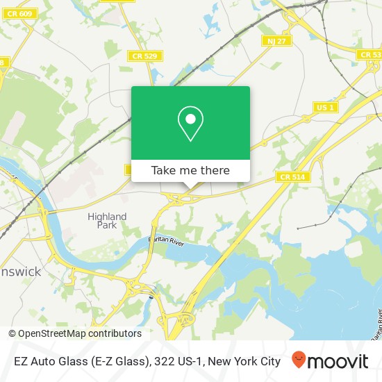 Mapa de EZ Auto Glass (E-Z Glass), 322 US-1