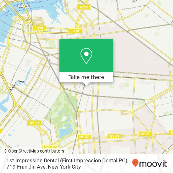 Mapa de 1st Impression Dental (First Impression Dental PC), 719 Franklin Ave