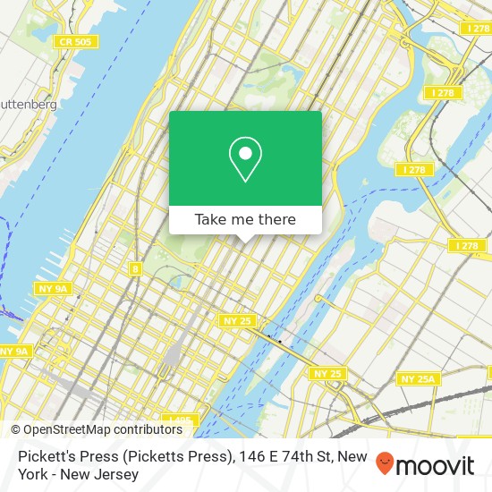 Mapa de Pickett's Press (Picketts Press), 146 E 74th St