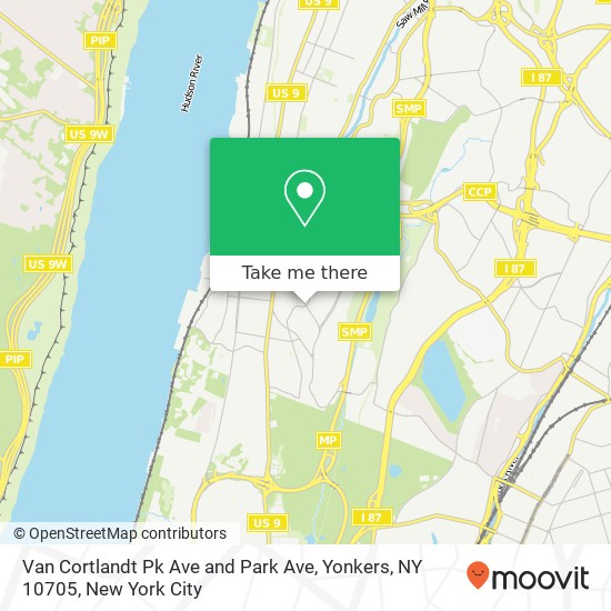 Mapa de Van Cortlandt Pk Ave and Park Ave, Yonkers, NY 10705