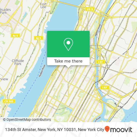 Mapa de 134th St Amster, New York, NY 10031