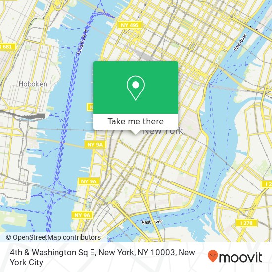 4th & Washington Sq E, New York, NY 10003 map