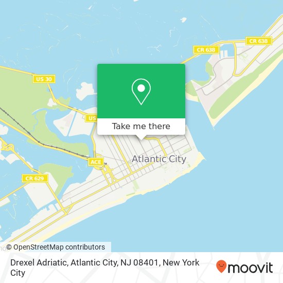 Mapa de Drexel Adriatic, Atlantic City, NJ 08401