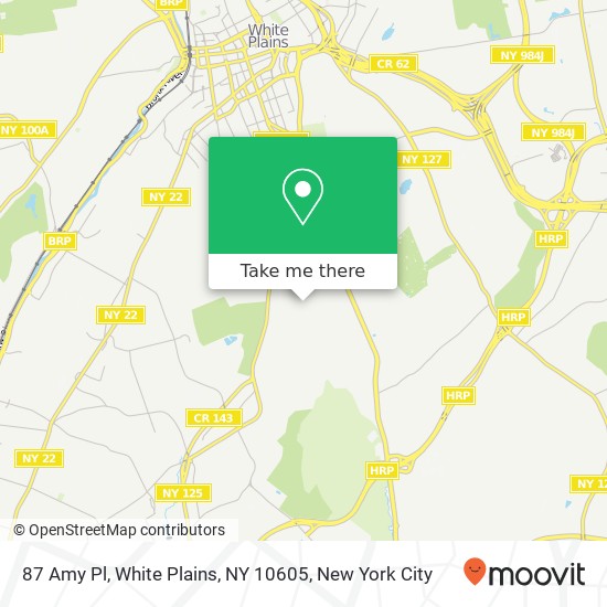 Mapa de 87 Amy Pl, White Plains, NY 10605