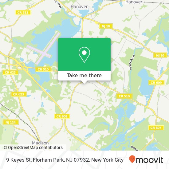 Mapa de 9 Keyes St, Florham Park, NJ 07932