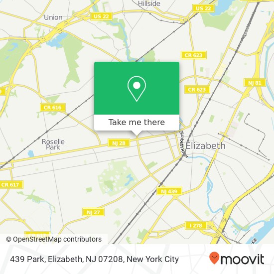 Mapa de 439 Park, Elizabeth, NJ 07208