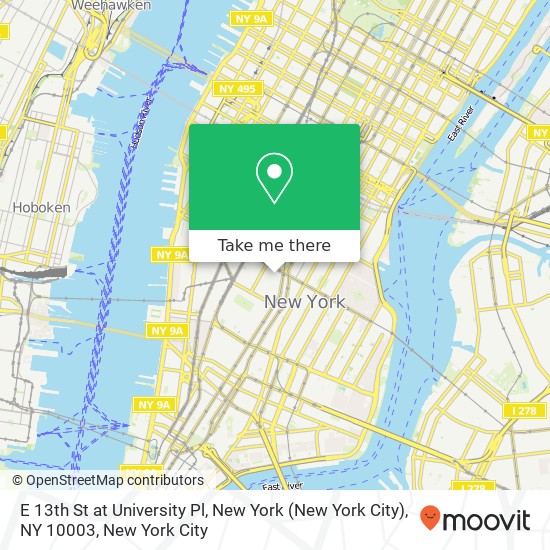 Mapa de E 13th St at University Pl, New York (New York City), NY 10003