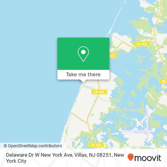 Mapa de Delaware Dr W New York Ave, Villas, NJ 08251