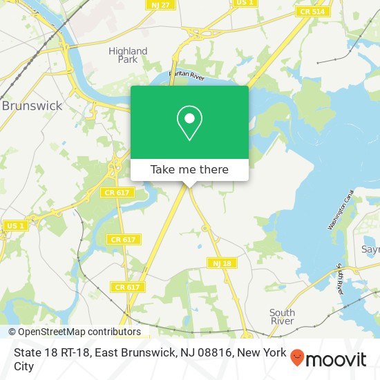 Mapa de State 18 RT-18, East Brunswick, NJ 08816