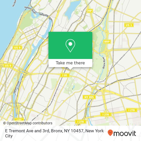 E Tremont Ave and 3rd, Bronx, NY 10457 map