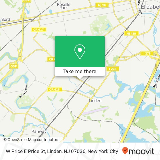 Mapa de W Price E Price St, Linden, NJ 07036