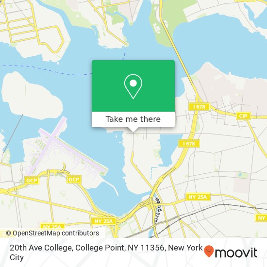 Mapa de 20th Ave College, College Point, NY 11356