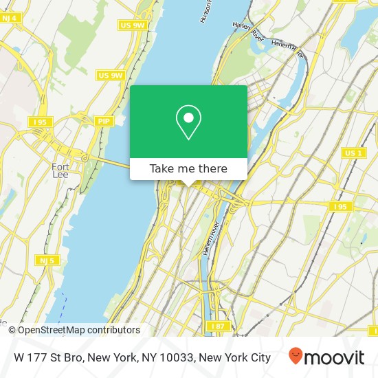 W 177 St Bro, New York, NY 10033 map