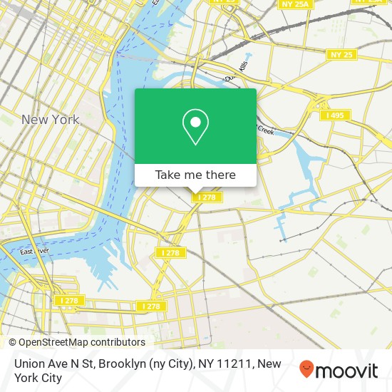 Union Ave N St, Brooklyn (ny City), NY 11211 map