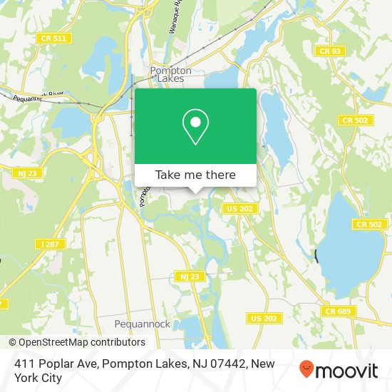 Mapa de 411 Poplar Ave, Pompton Lakes, NJ 07442