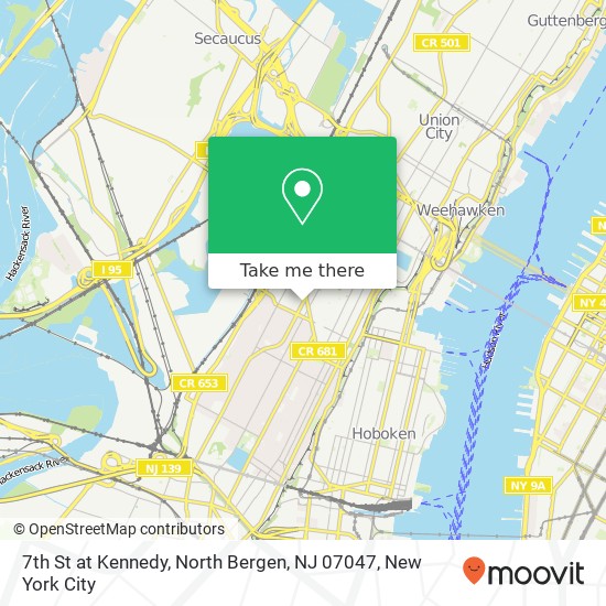 Mapa de 7th St at Kennedy, North Bergen, NJ 07047