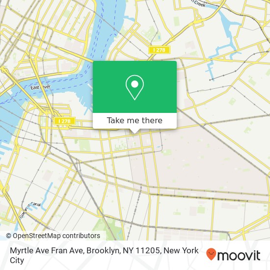 Mapa de Myrtle Ave Fran Ave, Brooklyn, NY 11205