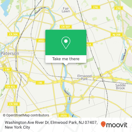 Mapa de Washington Ave River Dr, Elmwood Park, NJ 07407