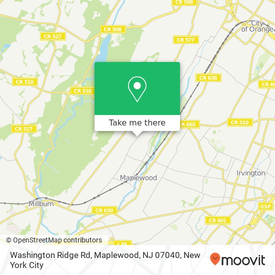 Mapa de Washington Ridge Rd, Maplewood, NJ 07040