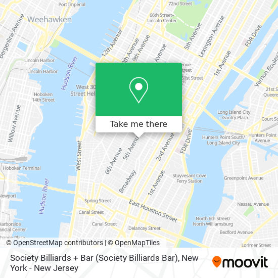 Society Billiards + Bar map