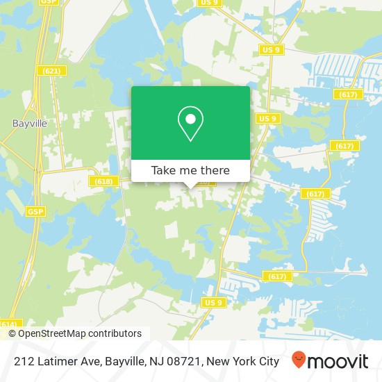 Mapa de 212 Latimer Ave, Bayville, NJ 08721