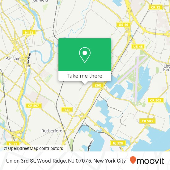 Union 3rd St, Wood-Ridge, NJ 07075 map