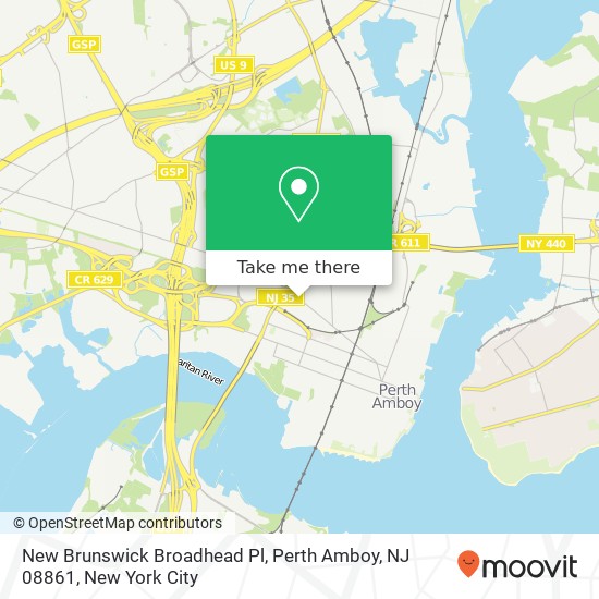 Mapa de New Brunswick Broadhead Pl, Perth Amboy, NJ 08861