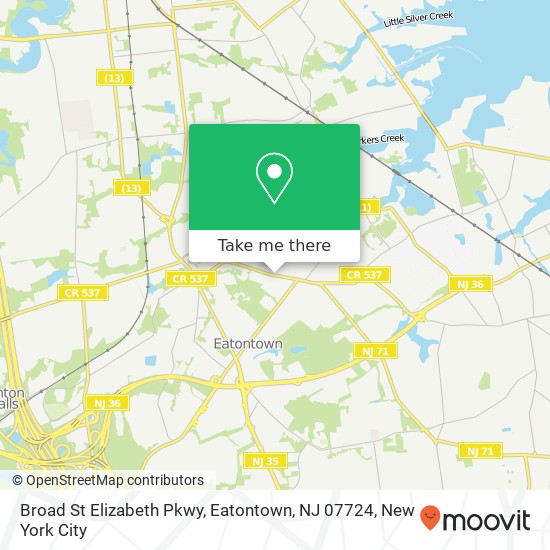 Mapa de Broad St Elizabeth Pkwy, Eatontown, NJ 07724
