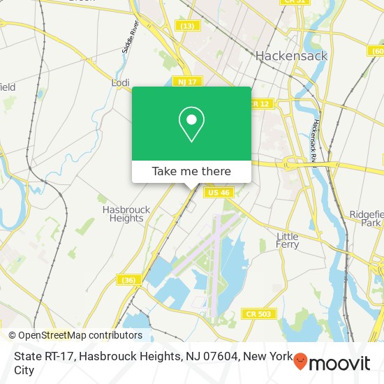 Mapa de State RT-17, Hasbrouck Heights, NJ 07604