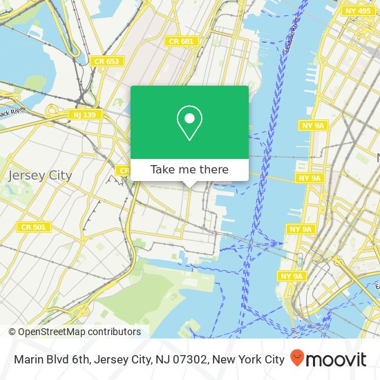 Mapa de Marin Blvd 6th, Jersey City, NJ 07302