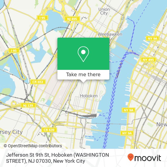 Jefferson St 9th St, Hoboken (WASHINGTON STREET), NJ 07030 map