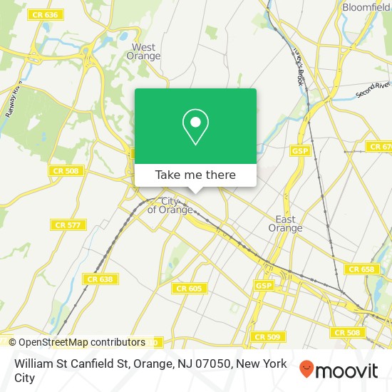 Mapa de William St Canfield St, Orange, NJ 07050