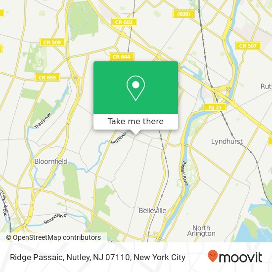 Mapa de Ridge Passaic, Nutley, NJ 07110