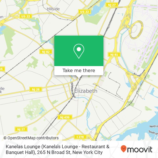 Mapa de Kanelas Lounge (Kanela's Lounge - Restaurant & Banquet Hall), 265 N Broad St