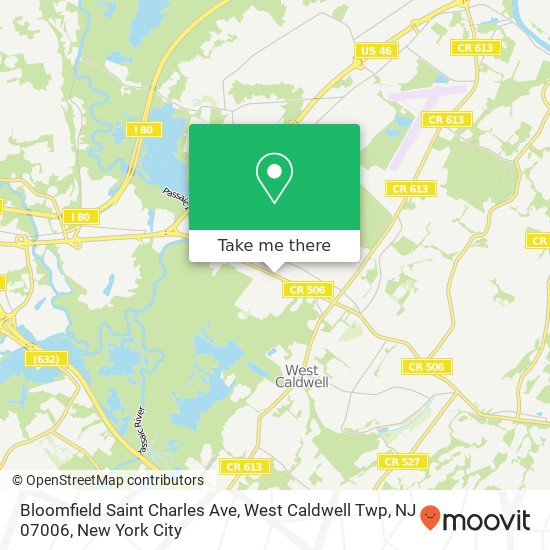 Mapa de Bloomfield Saint Charles Ave, West Caldwell Twp, NJ 07006