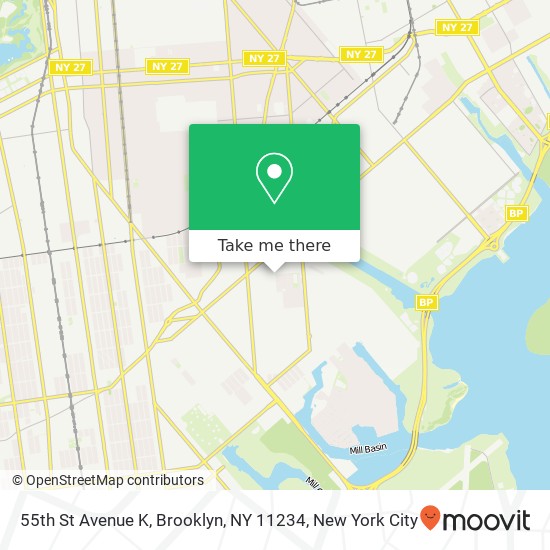 Mapa de 55th St Avenue K, Brooklyn, NY 11234