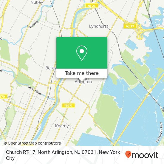 Mapa de Church RT-17, North Arlington, NJ 07031