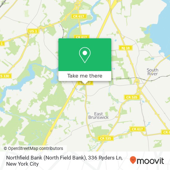 Mapa de Northfield Bank (North Field Bank), 336 Ryders Ln