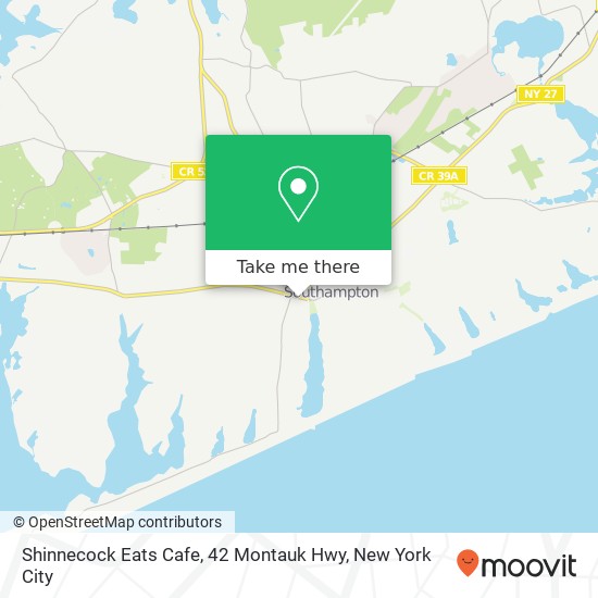 Mapa de Shinnecock Eats Cafe, 42 Montauk Hwy