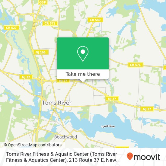 Mapa de Toms River Fitness & Aquatic Center (Toms River Fitness & Aquatics Center), 213 Route 37 E