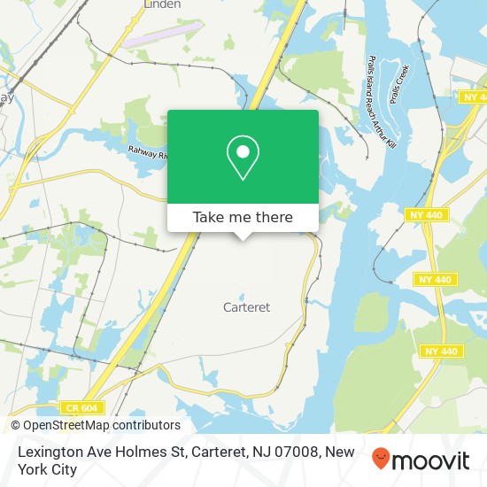 Mapa de Lexington Ave Holmes St, Carteret, NJ 07008