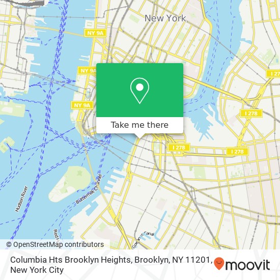 Mapa de Columbia Hts Brooklyn Heights, Brooklyn, NY 11201