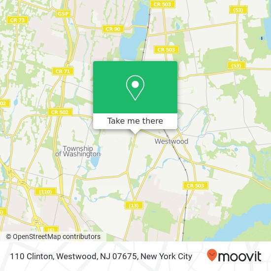 Mapa de 110 Clinton, Westwood, NJ 07675