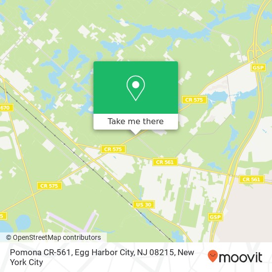 Mapa de Pomona CR-561, Egg Harbor City, NJ 08215