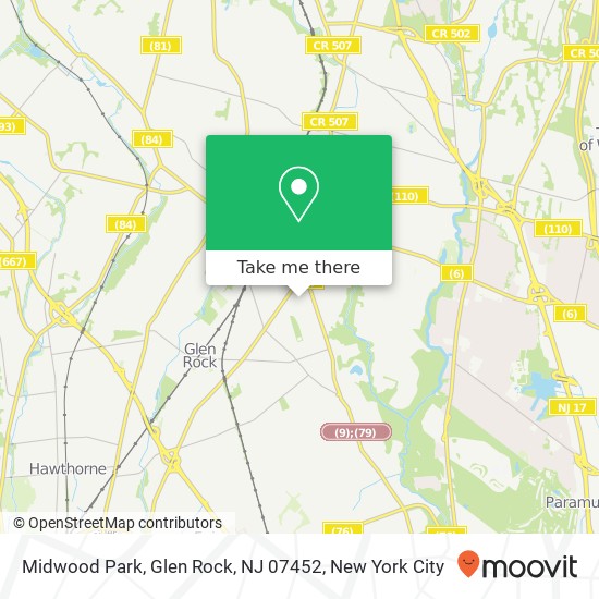 Mapa de Midwood Park, Glen Rock, NJ 07452