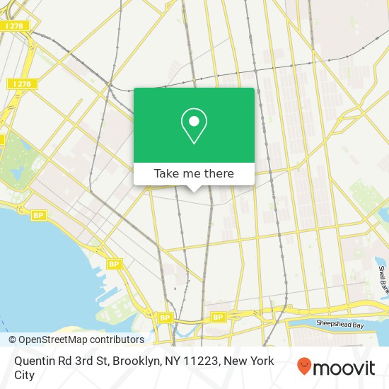 Mapa de Quentin Rd 3rd St, Brooklyn, NY 11223