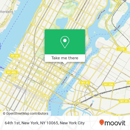 Mapa de 64th 1st, New York, NY 10065