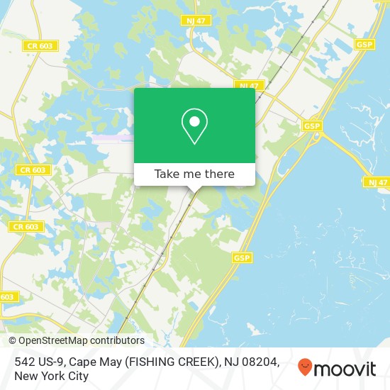 Mapa de 542 US-9, Cape May (FISHING CREEK), NJ 08204