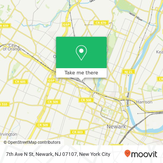 Mapa de 7th Ave N St, Newark, NJ 07107
